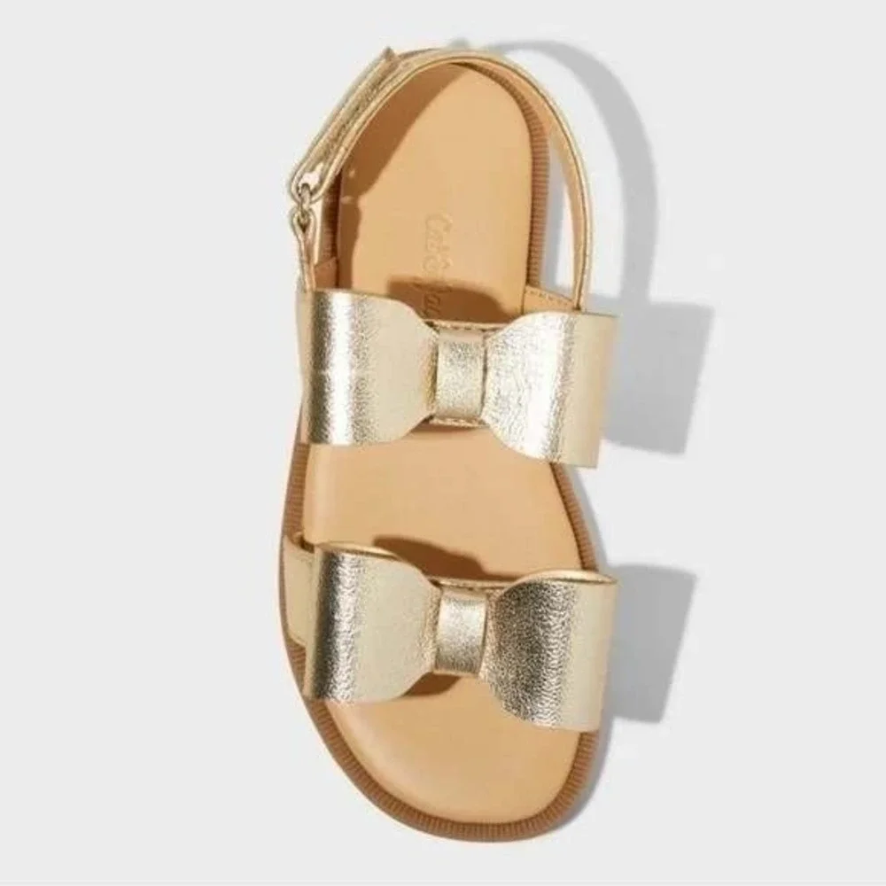 Cat‎ & Jack Ruby Bow Sandals Gold Toddler Girls Size 7 New With Tags